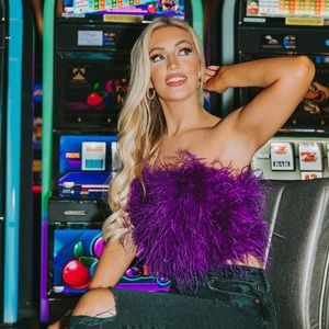 Buddylove purple feather top